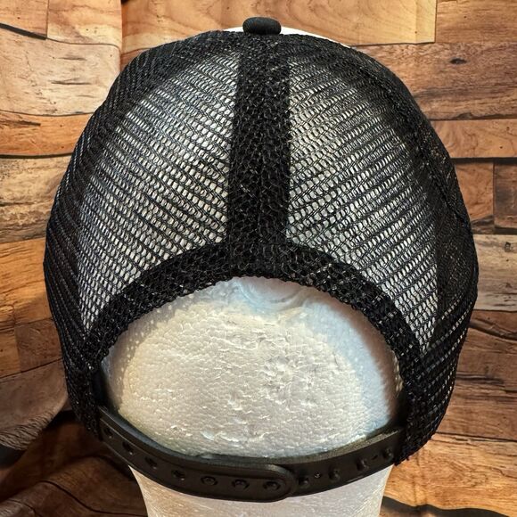 Smiley Face Trucker Hat Black White Adjustable Snapback Mesh Back Adult Unisex - Picture 3 of 6